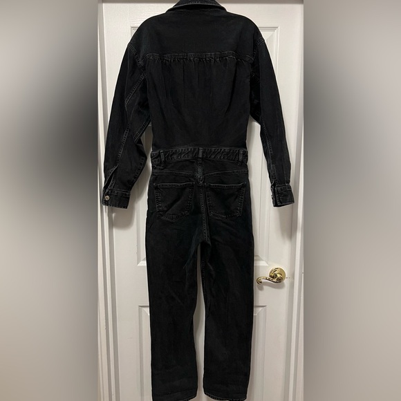 Zara Washed Black Denim Jumpsuit Size Small - Picture 2 of 9
